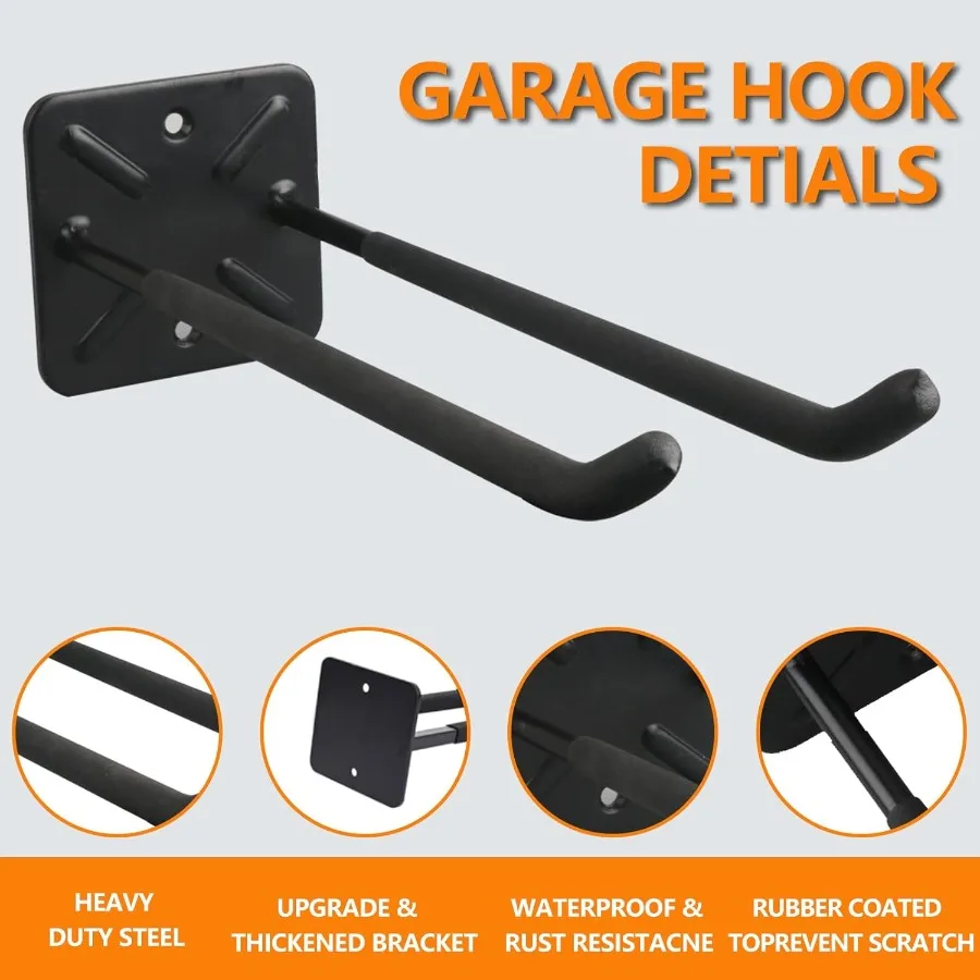 2 حزمة رف كرسي معدني متين قابل للطي لمحلول تخزين مثبت على الحائط للمرآب ومنظمة توفير المساحة للداخلية والخارجية