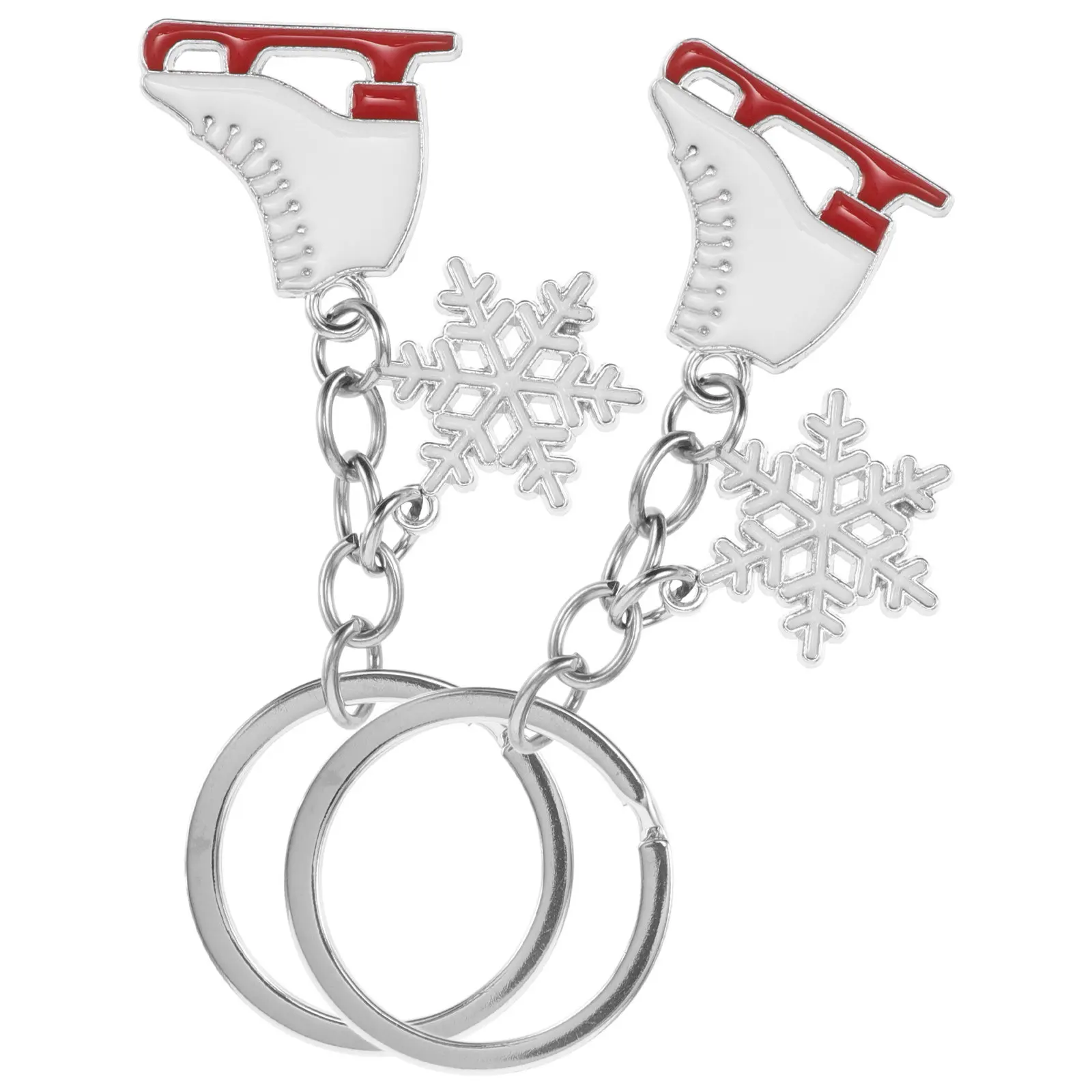 2Pcs Cute Snowflake Ice Skate Keychain Dual Pendant Design Skating Accessory for Women Girls Key Ring Car Key Handbag Charm
