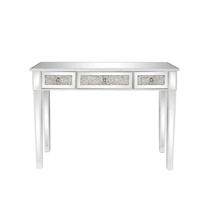 

Silver MDF Mirror Surface Broken Glass Triple Pump Computer Desk