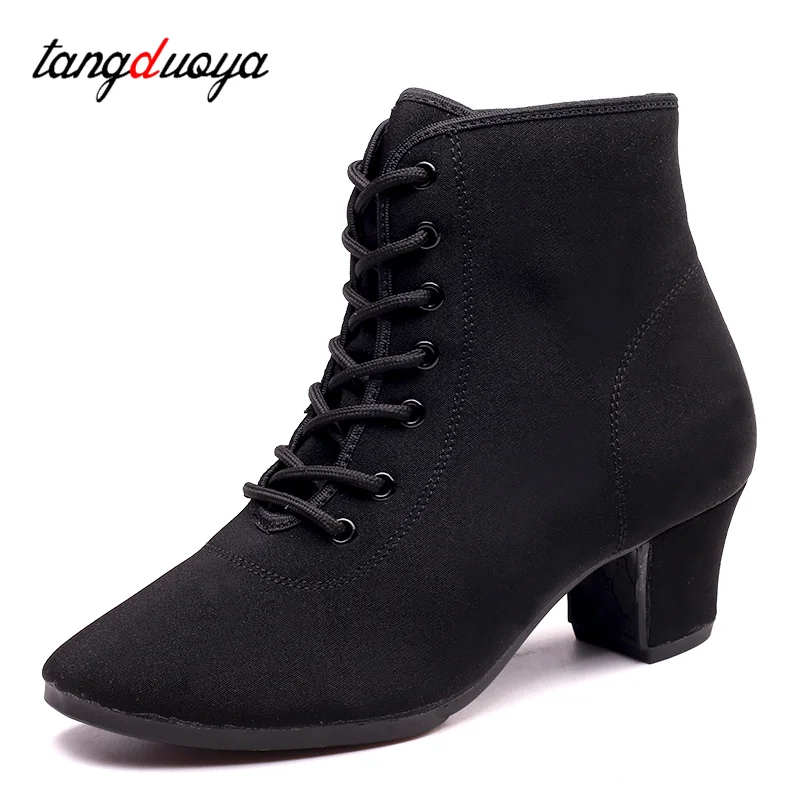 New Women Ballroom Latin Dance Shoes Jazz Modern Dance Shoes Lace Up Dancing Boots Red Black Sports Dancing Sneakers