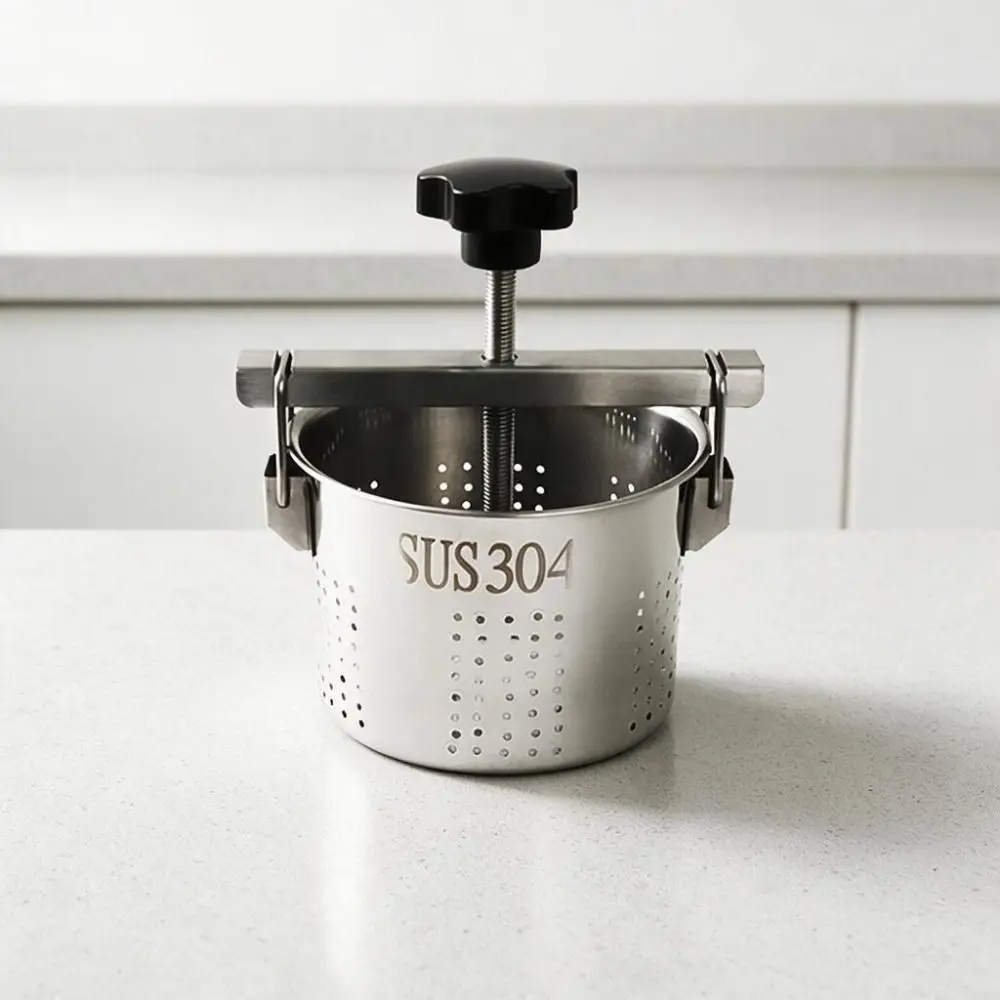 304 Stainless Steel Vegetable Stuffing Squeezer Effort-saving with Filter Bag Yogurt Dehydrator Rust-proof Corrosion-resistant