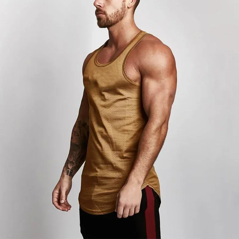 Muscleguys Men\'s Mesh Tank Tops Fitness Clothing 2023 Summer Muscle Vest Gyms Stringer Tanktop Canottiere Bodybuiding Sleeveless