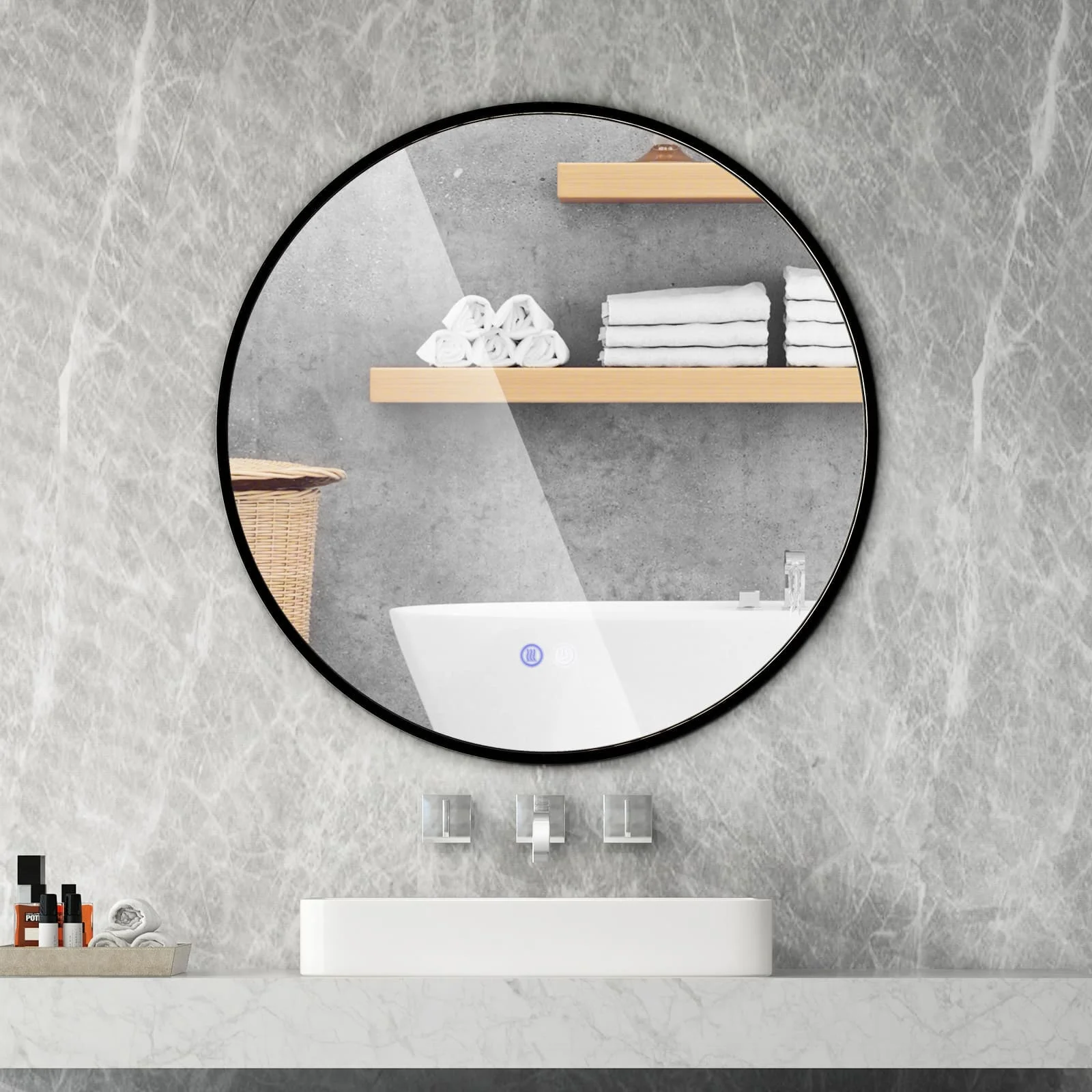 ERGOMASTER 60 CM Round Bathroom Mirror Vanity Mirror with LED Lights