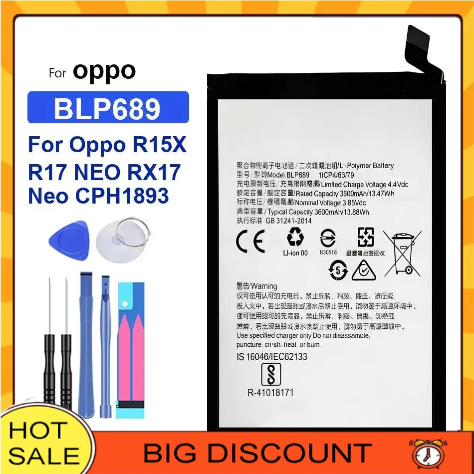 

Mobile Phone Battery High-Efficiency BLP679 BLP689 1850-3600Mah For Oppo R15x R17 Neo RX17 Pro