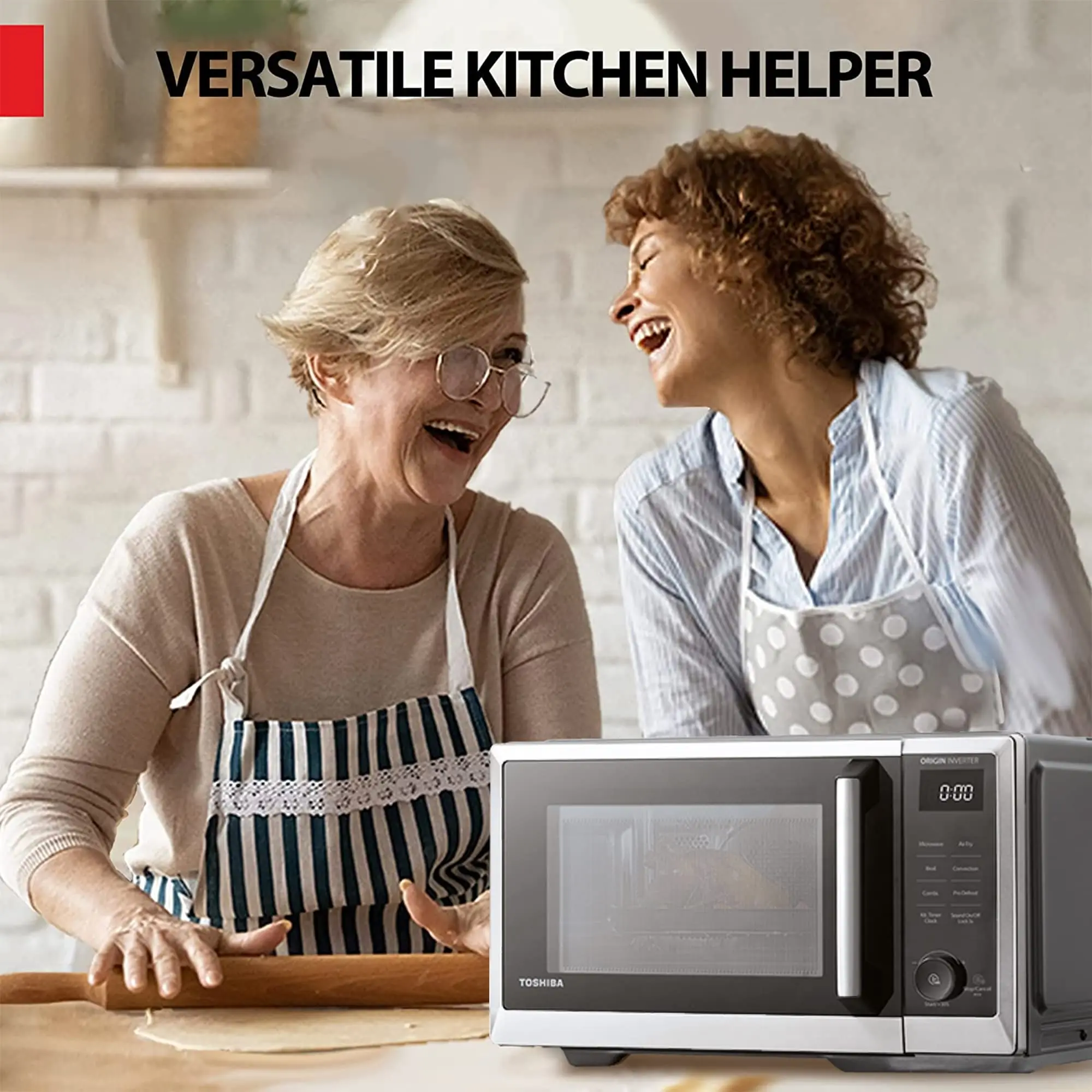 TOSHIBA Freidora de aire con horno microondas inversor 6 en 1 Combo serie MASTER - Asilo, convección, combi rápido, 27 menú automático