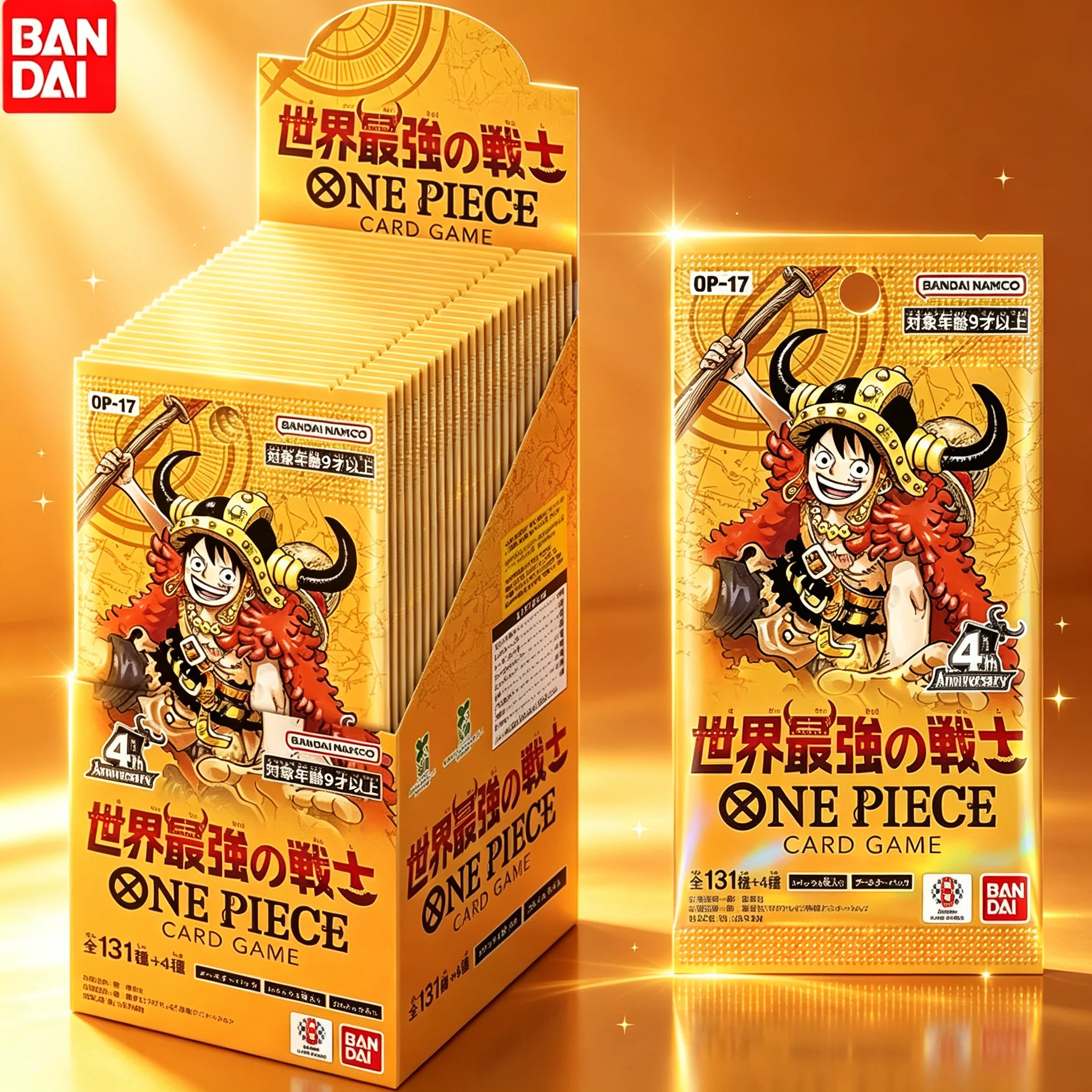 En stock BANDAI One Piece OP17 The World Strongest Warriors Booster Box 4º Aniversario Juego de Cartas Coleccionables de Anime Regalo