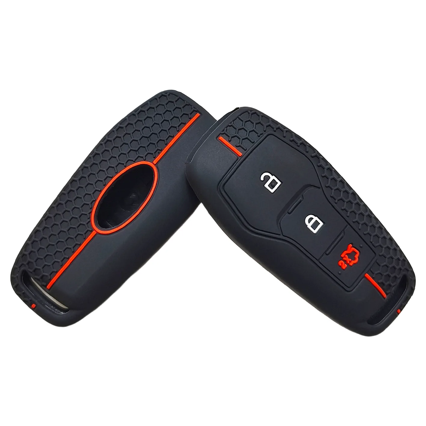 For Ford new Mondeo remote control 3-button honeycomb pattern silicone key cover car key bag Three Colors