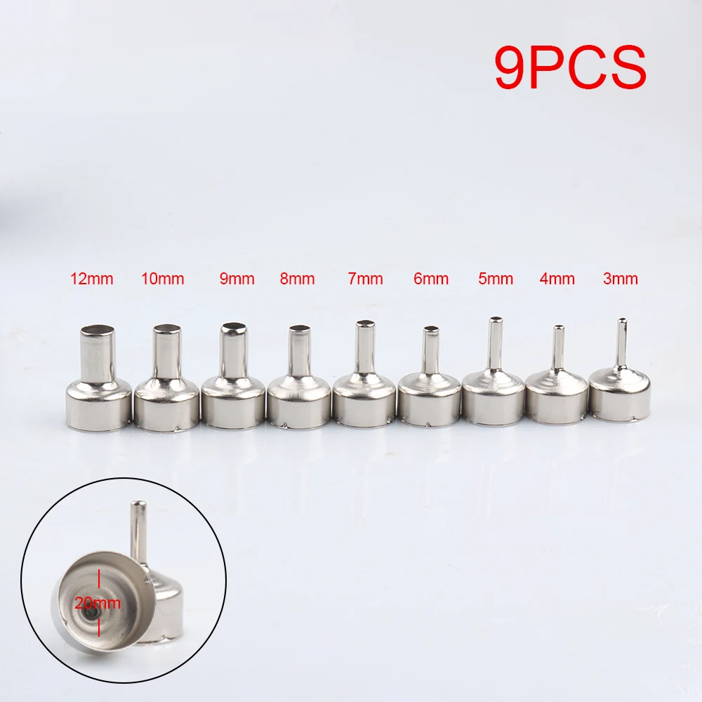 9pcs/set Welding nozzle for hot air gun stainless steel Different sizes nozzles for 8858 8898 858D 8586 Multifunction use nozzle