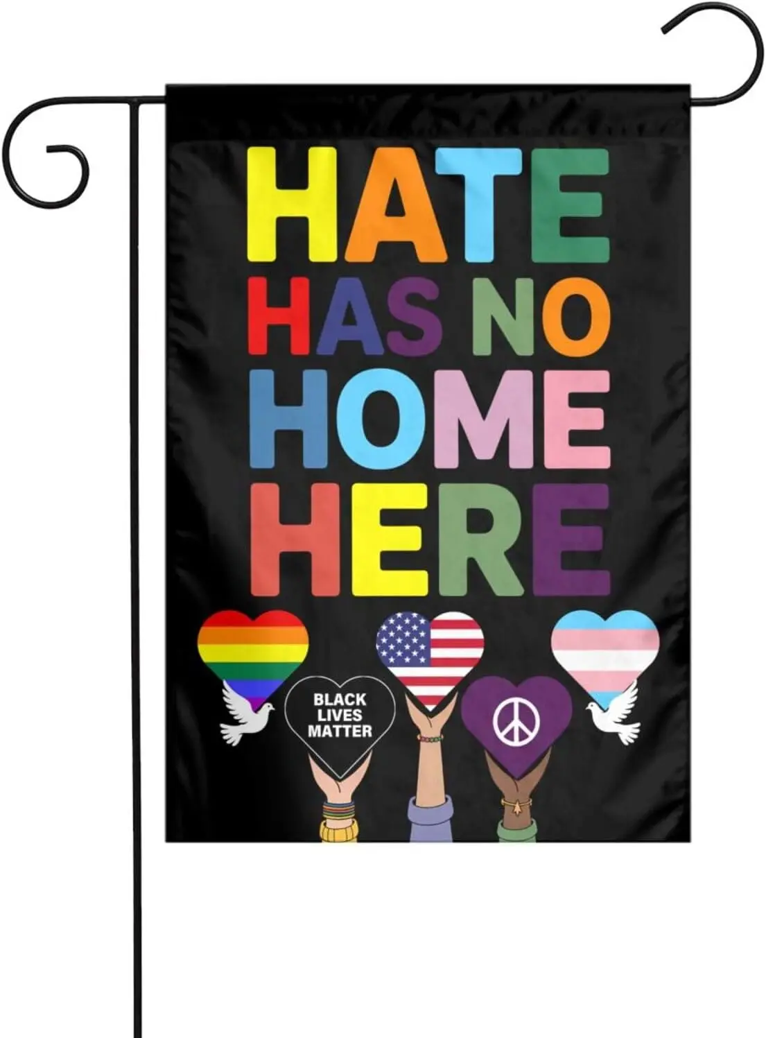 Hate Has No Home Here 12x18 Inch Garden Flag Double Sided Vertical, Welcome Yard House Outdoor Decoration WWP