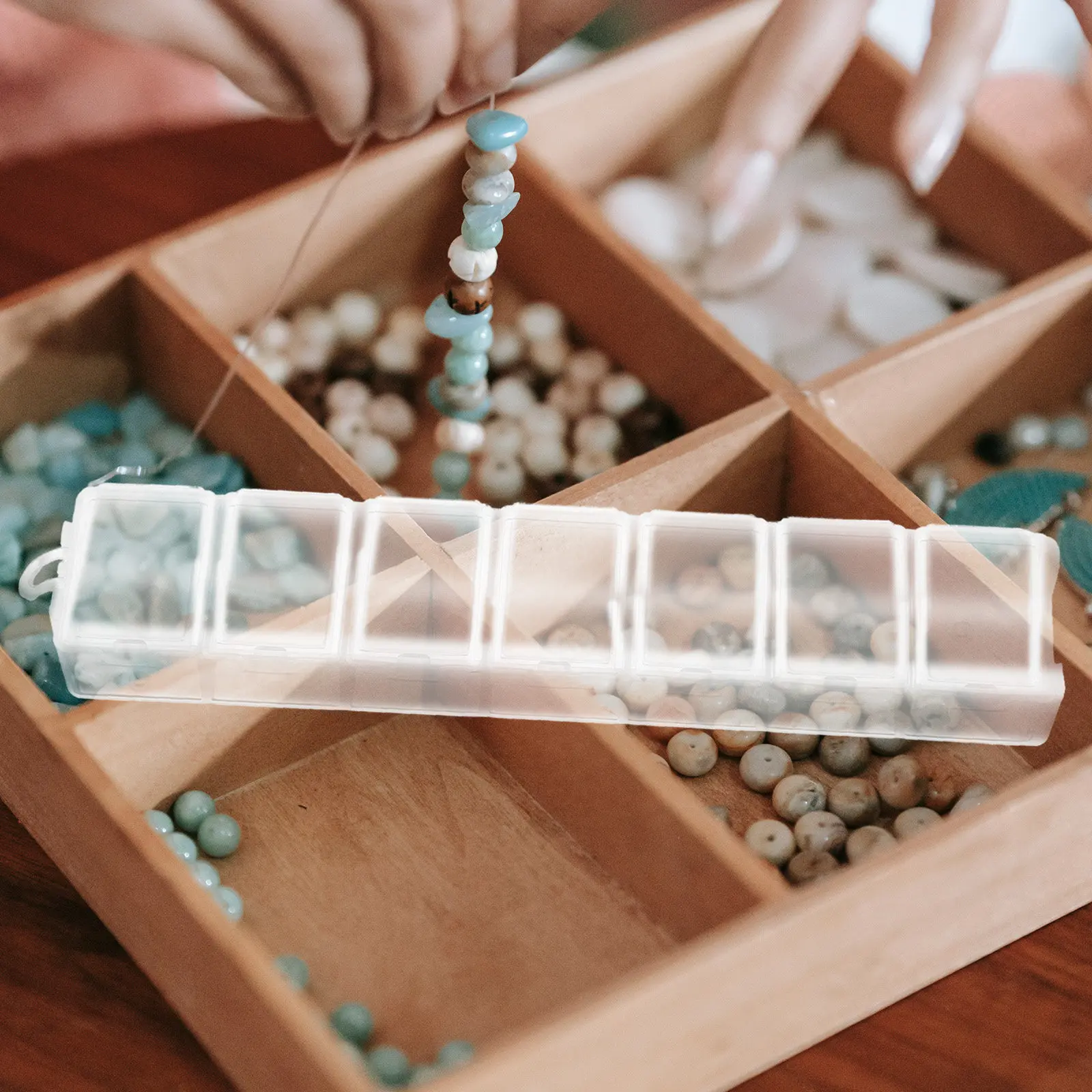 7-Grid Clear Bead Organizer Box Transparent Plastic Storage Box Divider Small Parts Organizer for DIY Jewelry Craft Storage