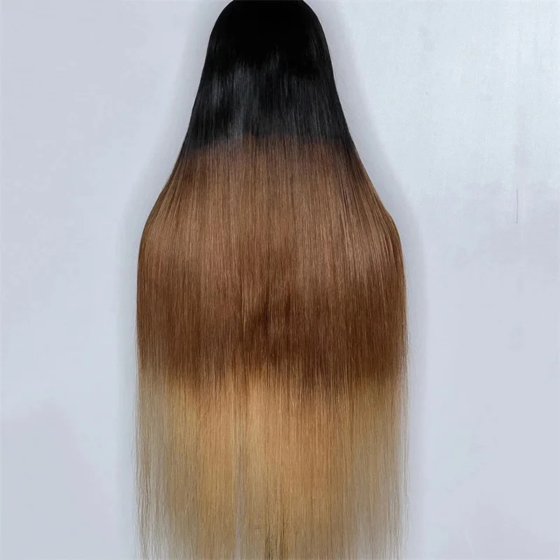 Ombre Blonde 28inch 5x5 Silk Base Straight Jewish Human Hair Wig With Baby Hair HD Lace European Hair Preplucked Daily