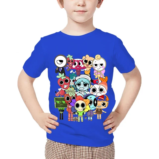 Game Dandys World Print T Shirt Boys Short Sleeve Tops Baby Girls Summer Breathable T-shirt Kids Dandy's World Cartoon Clothes