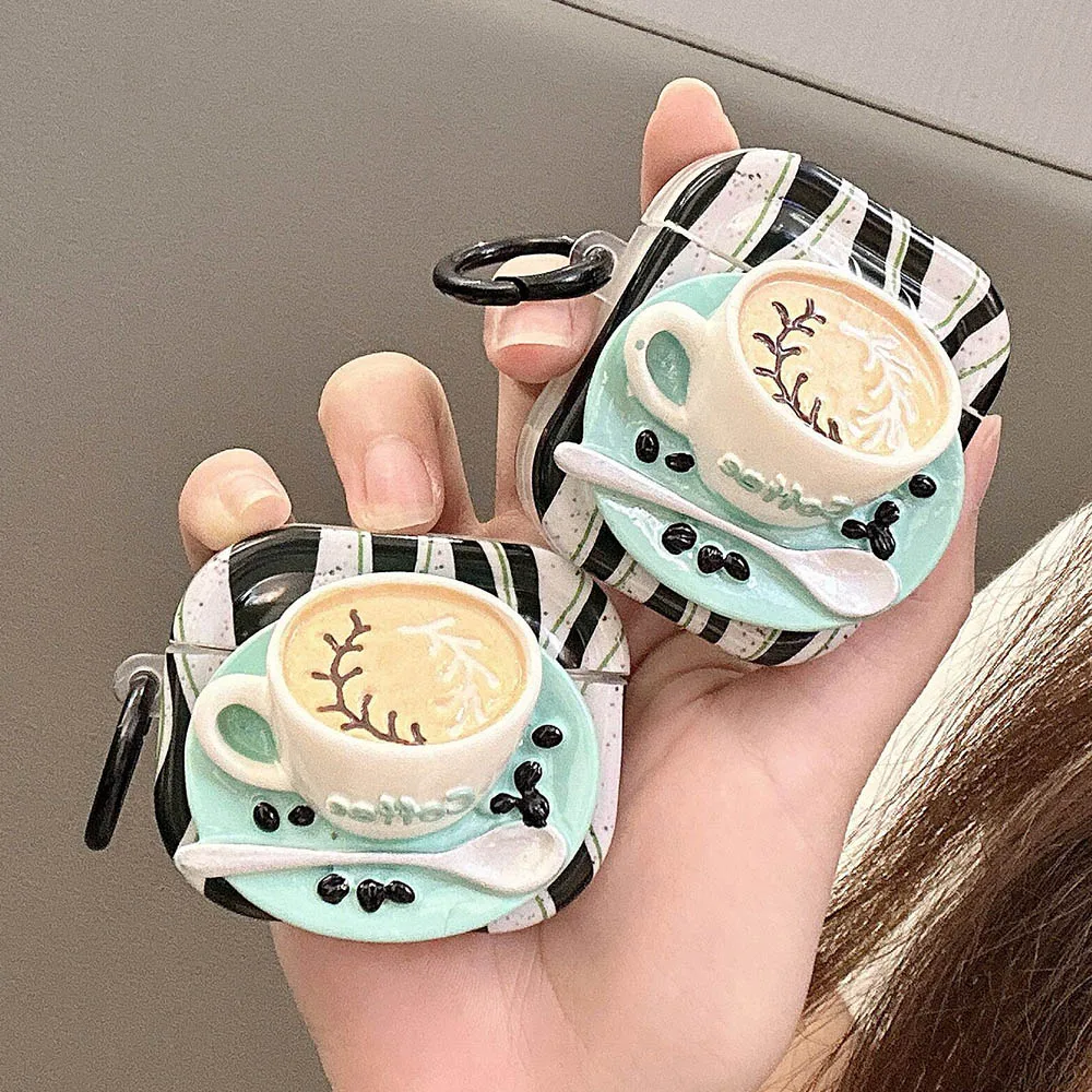 Оригинальные креативные беспроводные 3d-наушники в виде кофейной чашки, аксессуары для наушников Apple Airpods Pro 2, чехол для гарнитуры для Airpod 1, 3, полосатая чернильная коробка