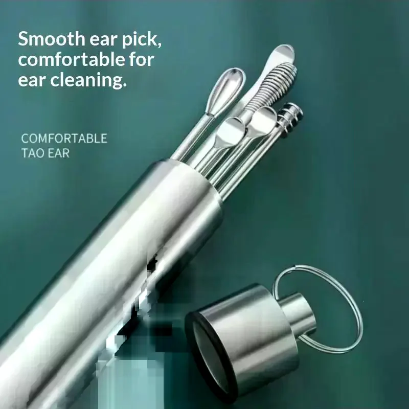 Ear Cleaning Ear Picking Earpick Set Convenient Portable Stainless Steel Ear Pick Tool Household For Adults 6Pcs
