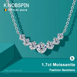 K.NOBSPIN Moissanite Necklace for Woman Wedding Fine Jewely with Certificates 925 Sterling Sliver Plated 18k White Gold Necklace