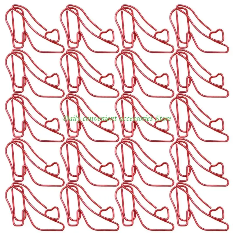 97QB 20 قطعة عالية الكعب شكل مشبك ورق معدني ملون دبابيس ورق معدنية ملف كليب ل وثيقة اوراق الملاحظات منظمة بطاقة بريدية