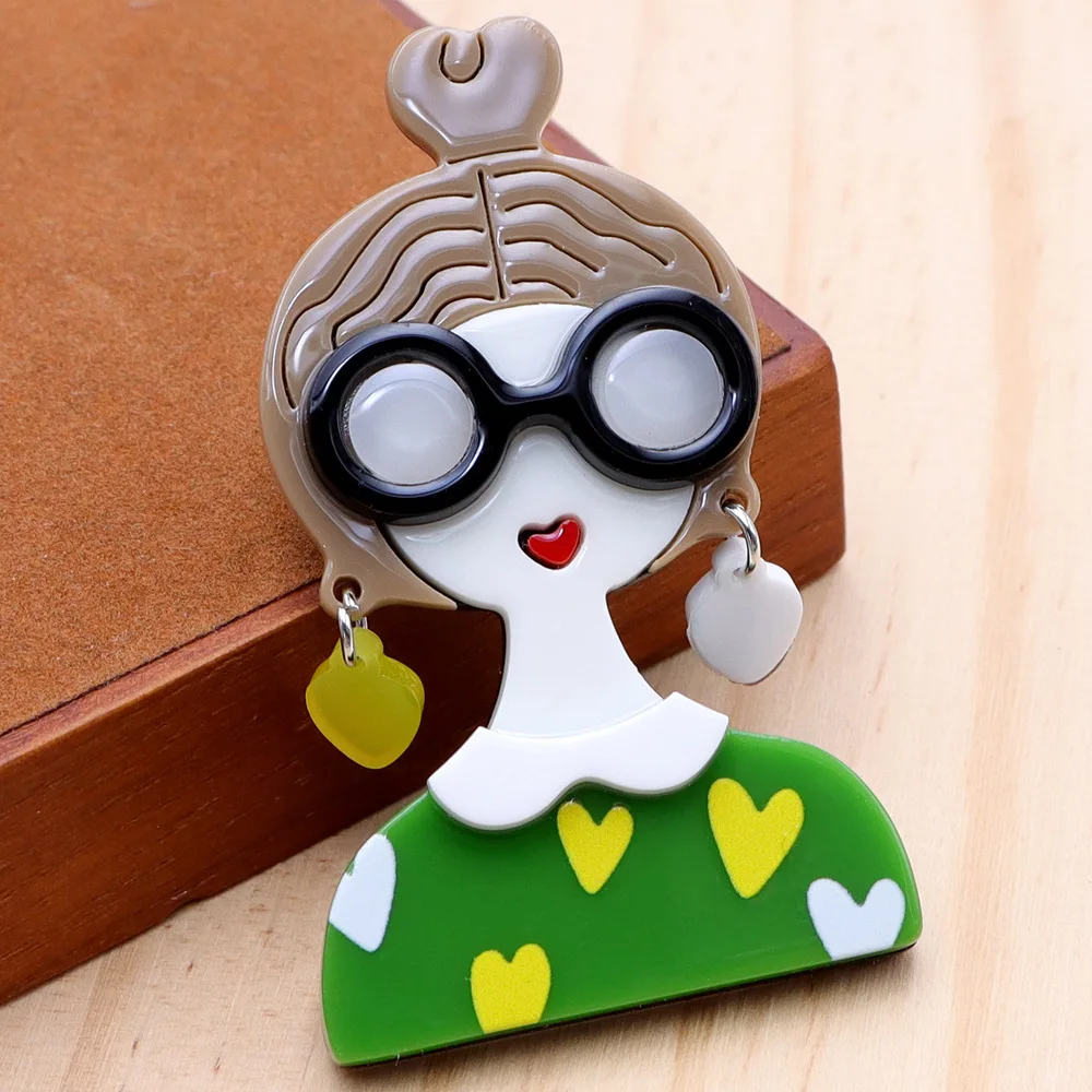 New acrylic wearing earrings girl\'s brooch, women fashion pin jewelry accessories