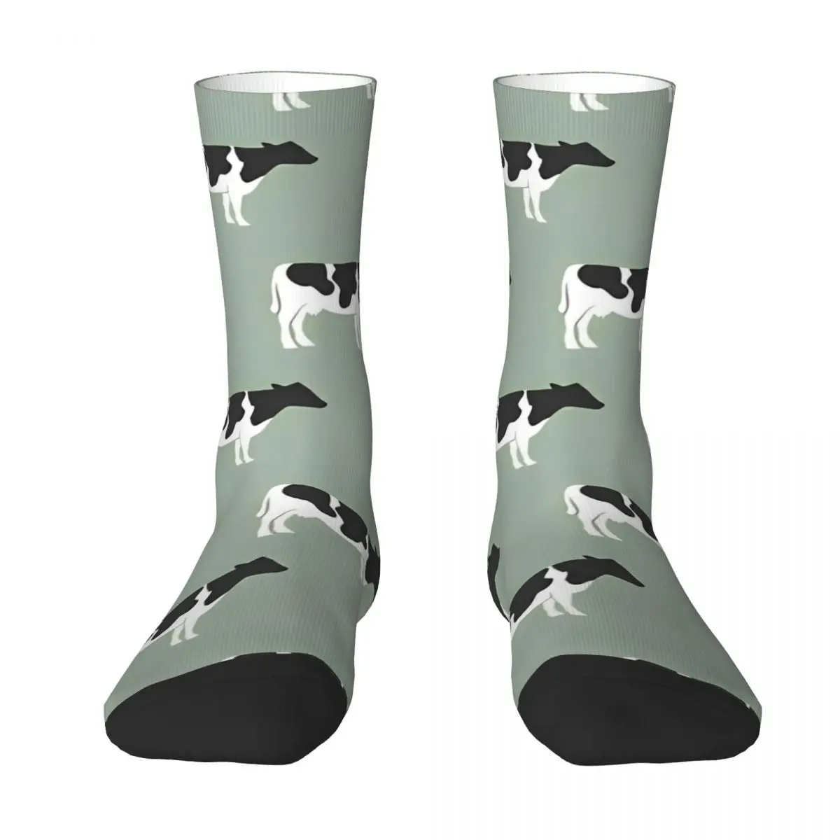 Milk Cow Stockings Men sage green Socks Breathable Casual Socks Autumn Running Sports Anti Skid Design Socks Gift