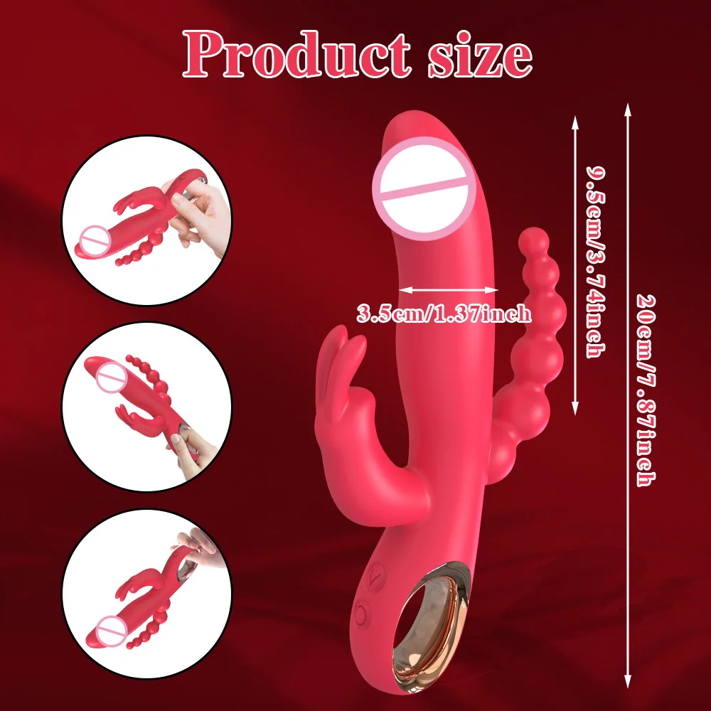 Rabbit Thrusting Vibrator for Woman 3 in 1 G Spot Clitoris Stimulator Vagina Massager Female Masturbator Backyard Anal Sex Toy