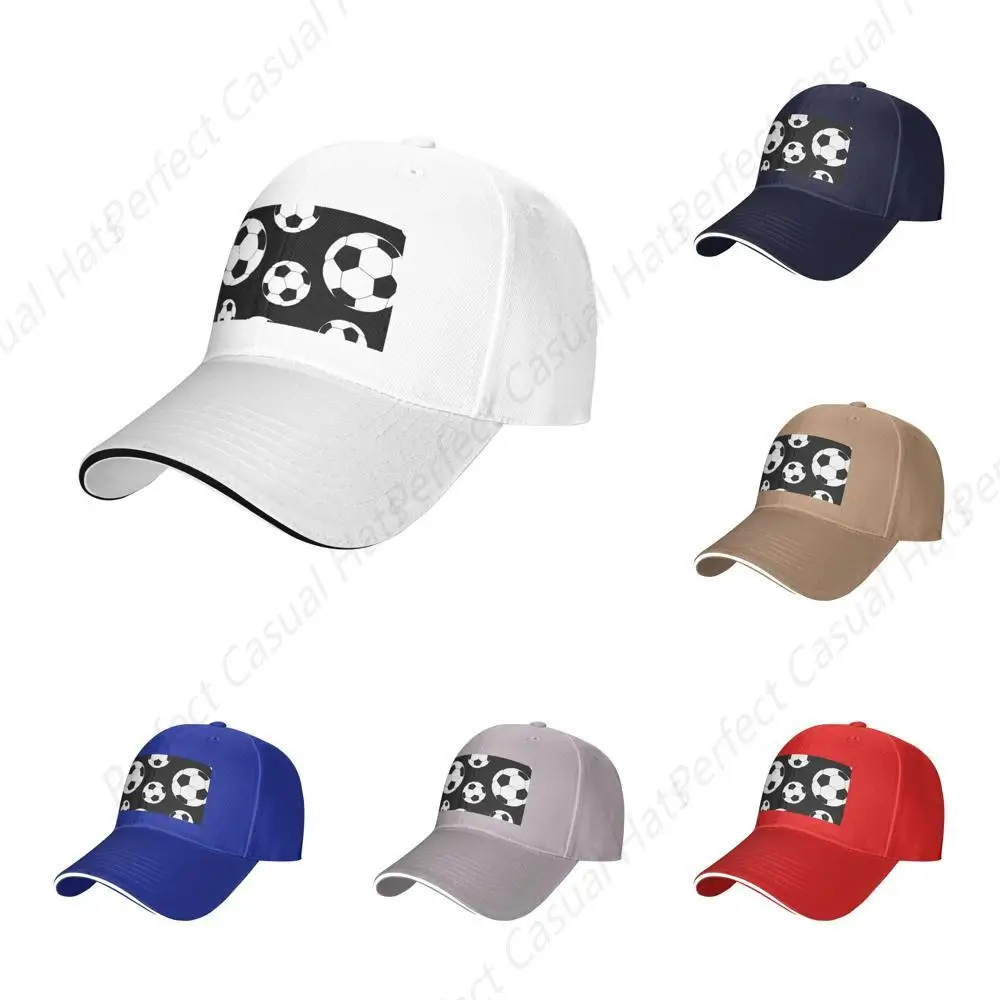 

High Quality Soccer Classic Printing Sandwich Caps Peaked Caps Trucker Hat Men Women Outdoor Sport Travel Sun Visor