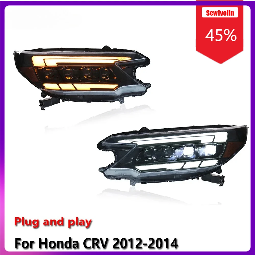 

Sewiyolin автомобильные светодиодные лампы фары в сборе для HONDA CRV 2012-2014 противотуманные фары DRL тормозной указатель поворота