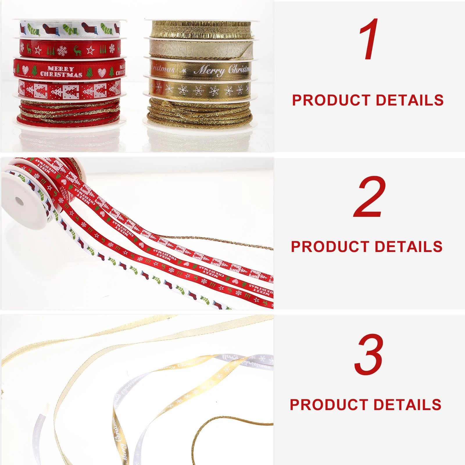 

2Sets Festival Polyester Decorative Ribbons Durable Christmas Gift Wrapping Ribbon DIY Crafts Packing Ribbon Decorative Ribbons