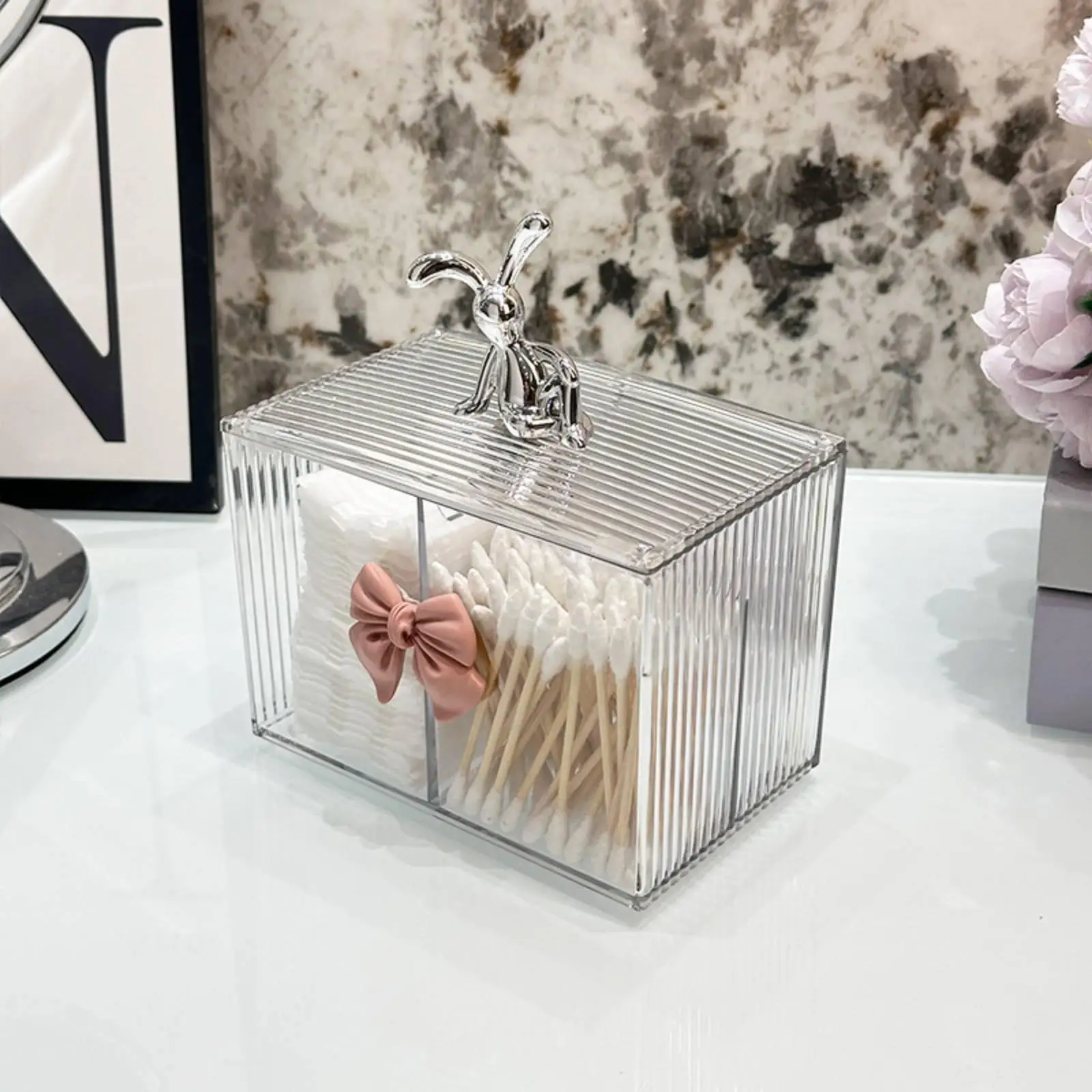 Acrylic Cosmetic Organizer with Dustproof Lid Clear Makeup Storage Box for Bathroom Vanity
