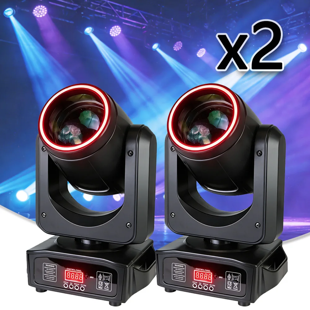 

2 шт. светодиодных прожекторов Beam 200W с RGB-кольцом, 18-гранной призмой, 8 цветами и 8 гобо, DJ-свет, DMX-свет для сцены, свадеб, вечеринок, баров, шоу
