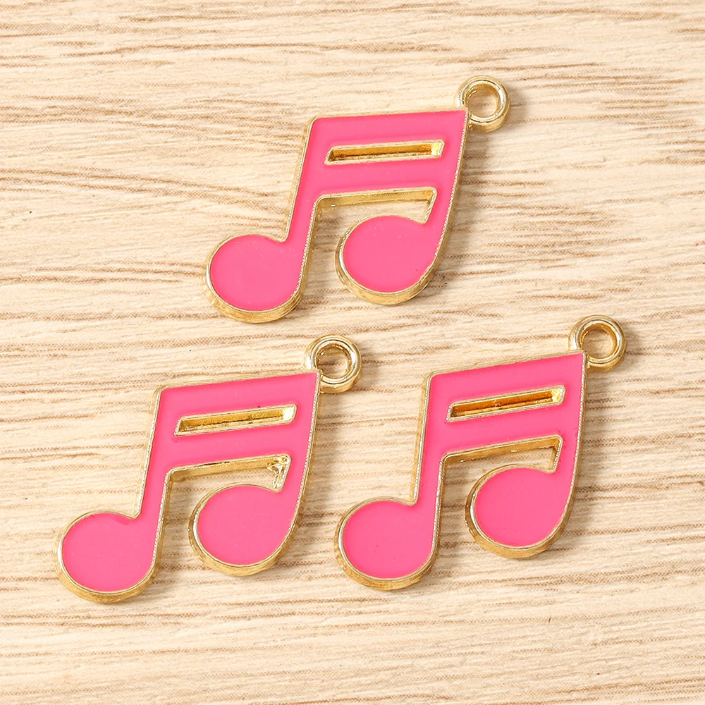 Tusember 20 Stück Bunte 15*21mm Kawaii Emaille Niedliche Musiknoten-Anhänger für Handgemachte Ohrringe, Halsketten, Schmuckherstellung, DIY-Zubehör – Detail 7
