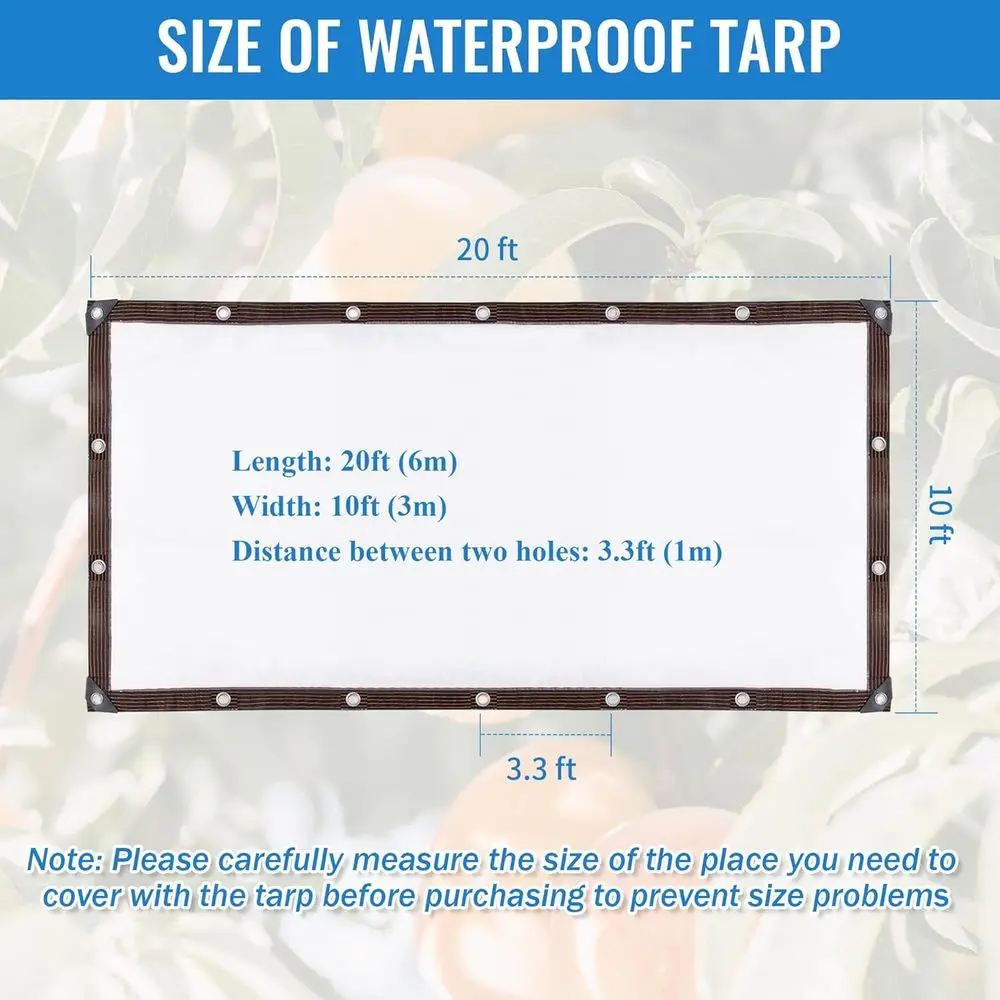 قماش قطني قماشي متين مقاوم للماء بطول 10 × 20 قدم مع حلقات، مقاوم للأشعة فوق البنفسجية للحماية الخارجية #4