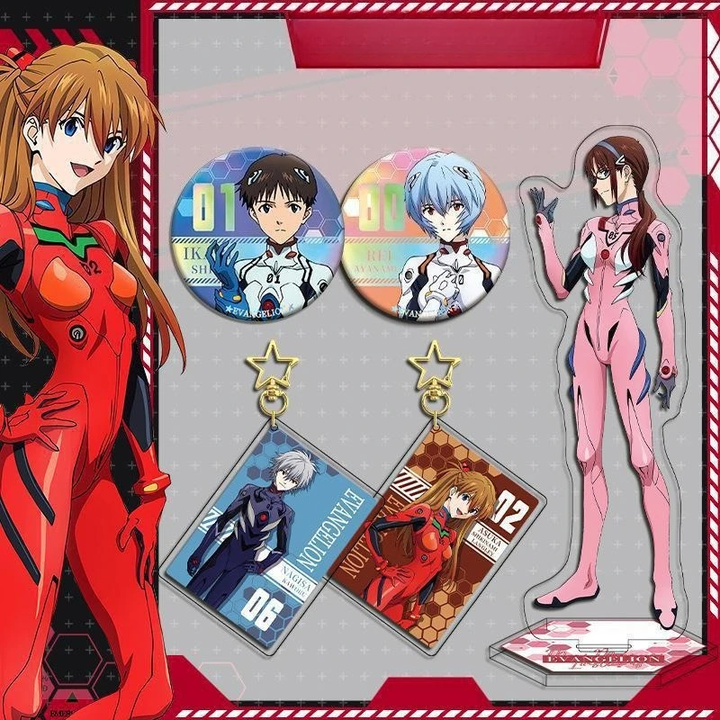 

Cute Neon Genesis and Evangelions Series Badge Key Chain Acrylic Stand Suit Cartoon Character Creativity Toy Gift