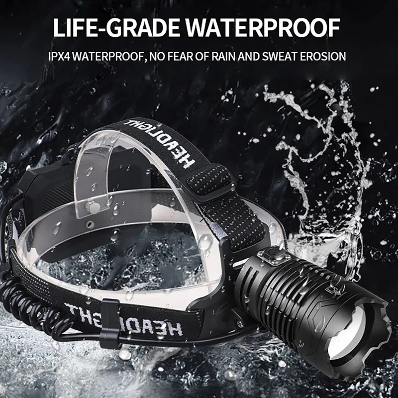 36 Core XHP360 Super Led Headlamp Usb Rechargeable Powerful Head Lamp XHP90 18650 Waterproof Headlight Zoom Head Flashlight