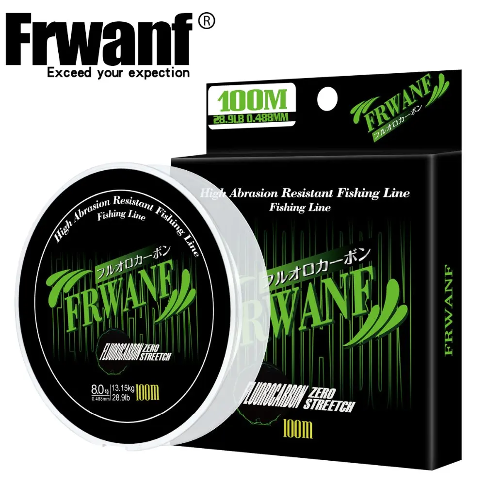 Frwanf Japan Monofilament Fishing Line Fluorocarbon Fiber 100m Fluorocarbon Leader Clear Color Super Strong Carbon Fiber