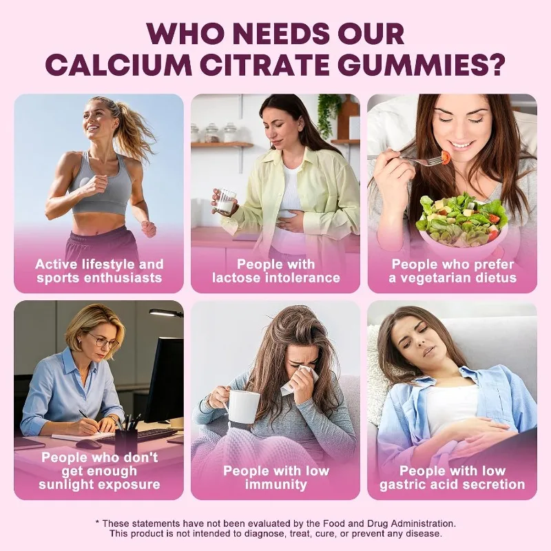 1000mg Calcium Citrate Soft Candy, A Female Calcium Supplement for Bone, Muscle, and Immune Support