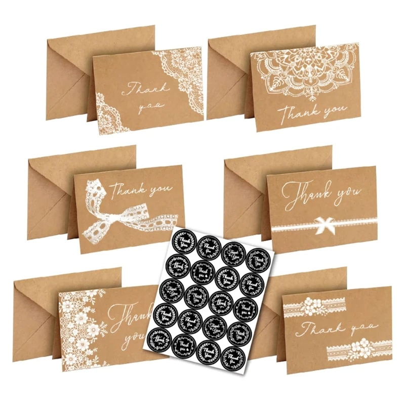 Y1UB 18Pcs Thank You Cards with Envelopes Sticker 4x6Inch Greeting Card for Wedding