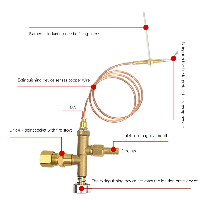 

Low Pressure Heater Assembly Flame Failure Valves Pit Grill Heater Flame Failure Control Brass Material for Dropshipping