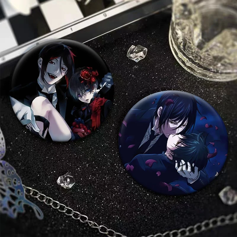 Sebastian Michaelis,Ciel Phantomhive,Butler Brooches for Backpack Decor Anime Figure Lapel Pins Cartoon Badge Bag Accessories