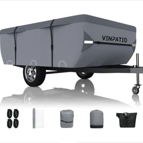 7 Layers Pop Up Camper Cover, Folding Camper Trailer Cover Trailers, Grey 10 best sales pop up camper - №5