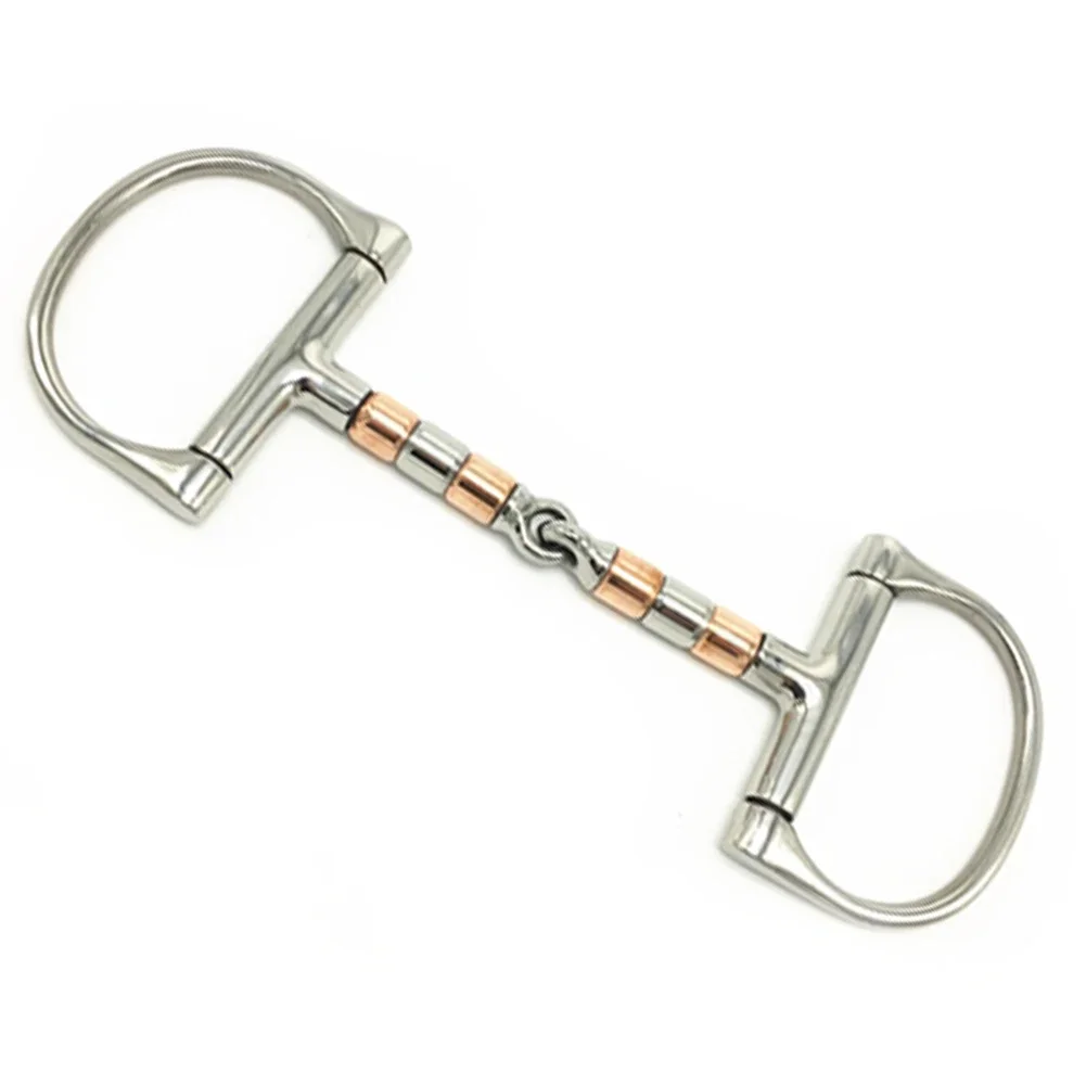 Copper Full Cheek Horse Bit Stainless Steel Double Joint Bit Gentle and Comfortable for Sensitive Horses 13cm Length