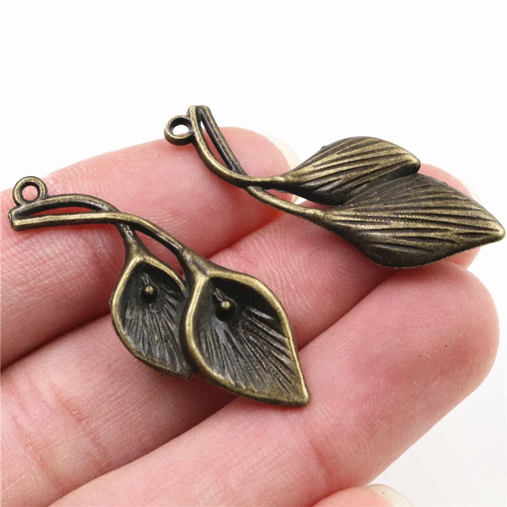 39x13mm 10pcs Antique Bronze Plated Leaf Style Handmade Charms Pendant:DIY for bracelet necklace