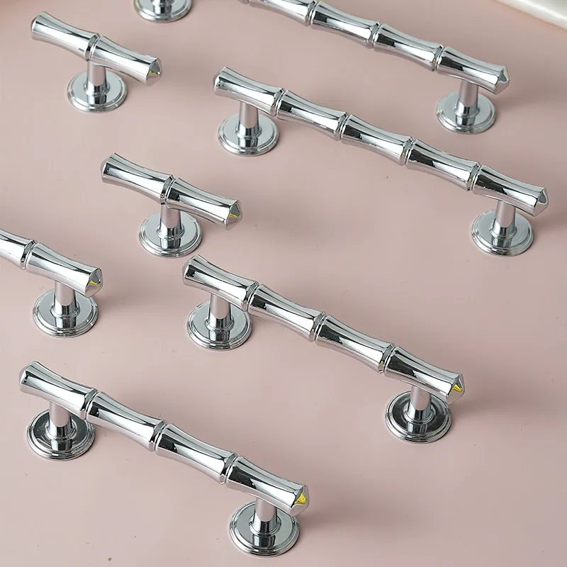 Handle Nordic Style Bamboo Element Bright Chrome Solid Brass  Decorative Knobs for Bedroom Wardrobes Kitchen Cabinet DooRHandles