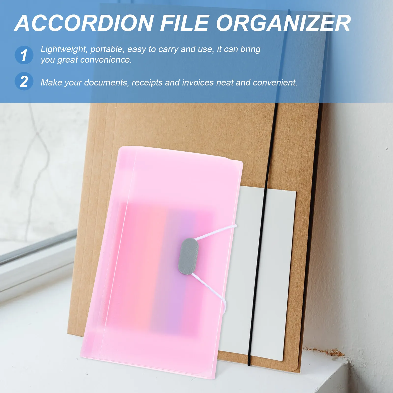 

2Pcs A6 Bill Organizer Accordion File Folder 13 Pockets Expanding Document Organizer Office Paper Storage Folder