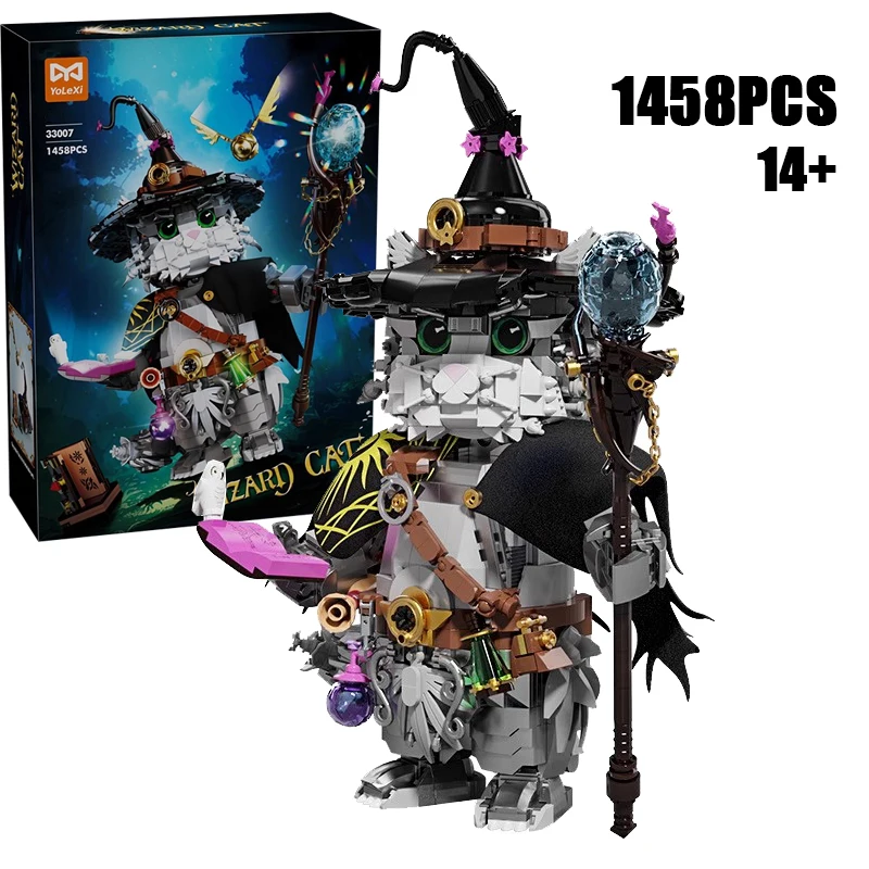 

1458 шт. или 1128 шт. креативный волшебник кошка волшебный кот строительные блоки строительные кирпичи игрушка подарок на день рождения для детей