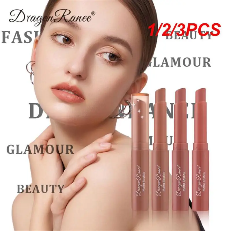 1/2/3PCS Lipstick Pen Velvet Matte Lip Liner Pen Female Makeup Red Lip Tint Non-stick Cup 12 Color Bow Lipstick Cosmetics