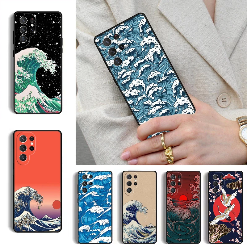 Japanese Wave Art Phone Case for Samsung Galaxy S26 S25 Ultra S24 S23 S22 S21 Plus Note 10 Bumper Cover