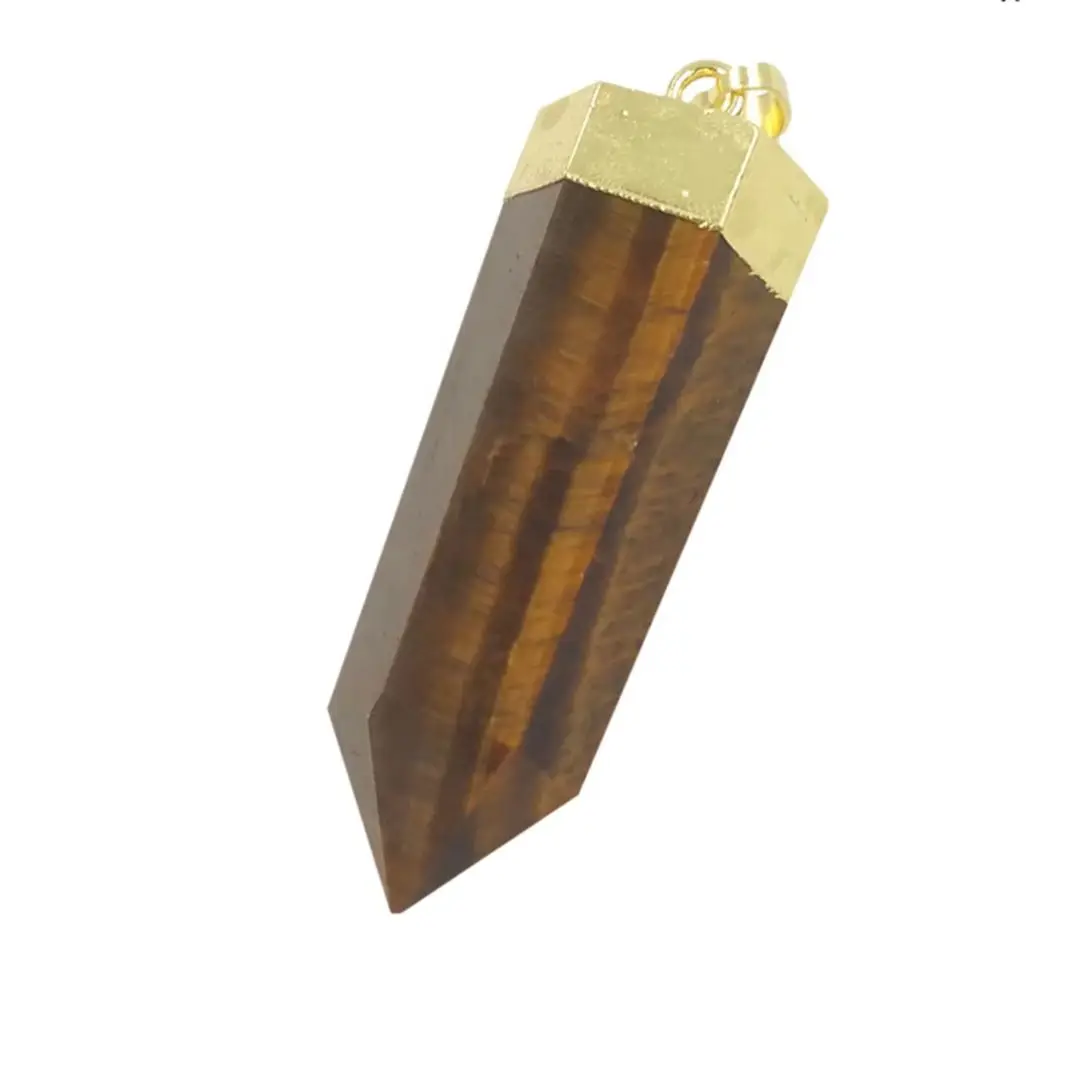 WT-P1717 Procurement Natural gem tiger eye stone pendants Hexagonal hexagon column necklaces earring jewelry accessories