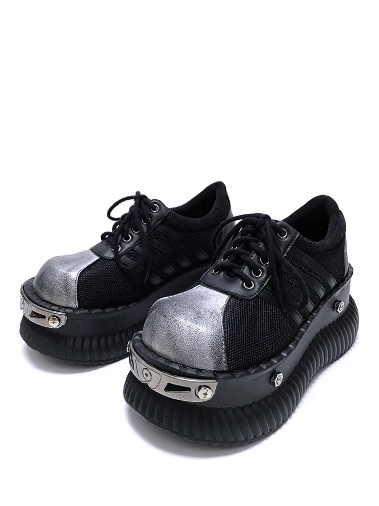 

Gothic Punk Style Thick Bottom round Head Shoes Women's Harajuku Style Flats Fashionable High Heels Rubber Sole Superhero Theme