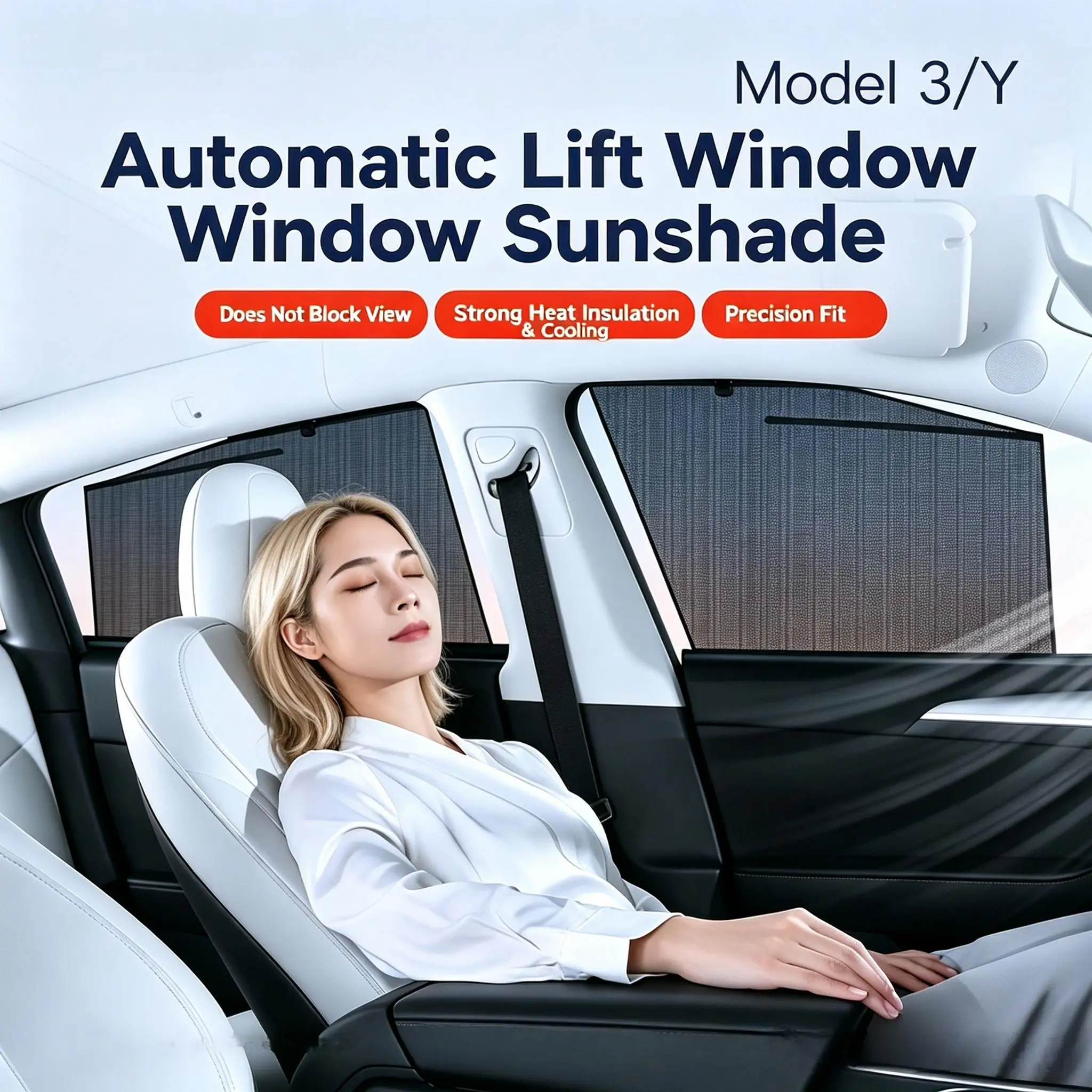 For Tesla Model 3 Y  2017-2023 Car Lifting Window Sunshade Custom Sun ShadeCar Sun Shade Front Rear Cover Windshield Protect
