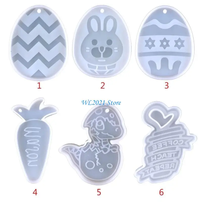 G5GC قالب سيليكون قالب سلسلة المفاتيح عيد الفصح مع ثقب كيرينغ قلادة DIY بها بنفسك الحرفية #2