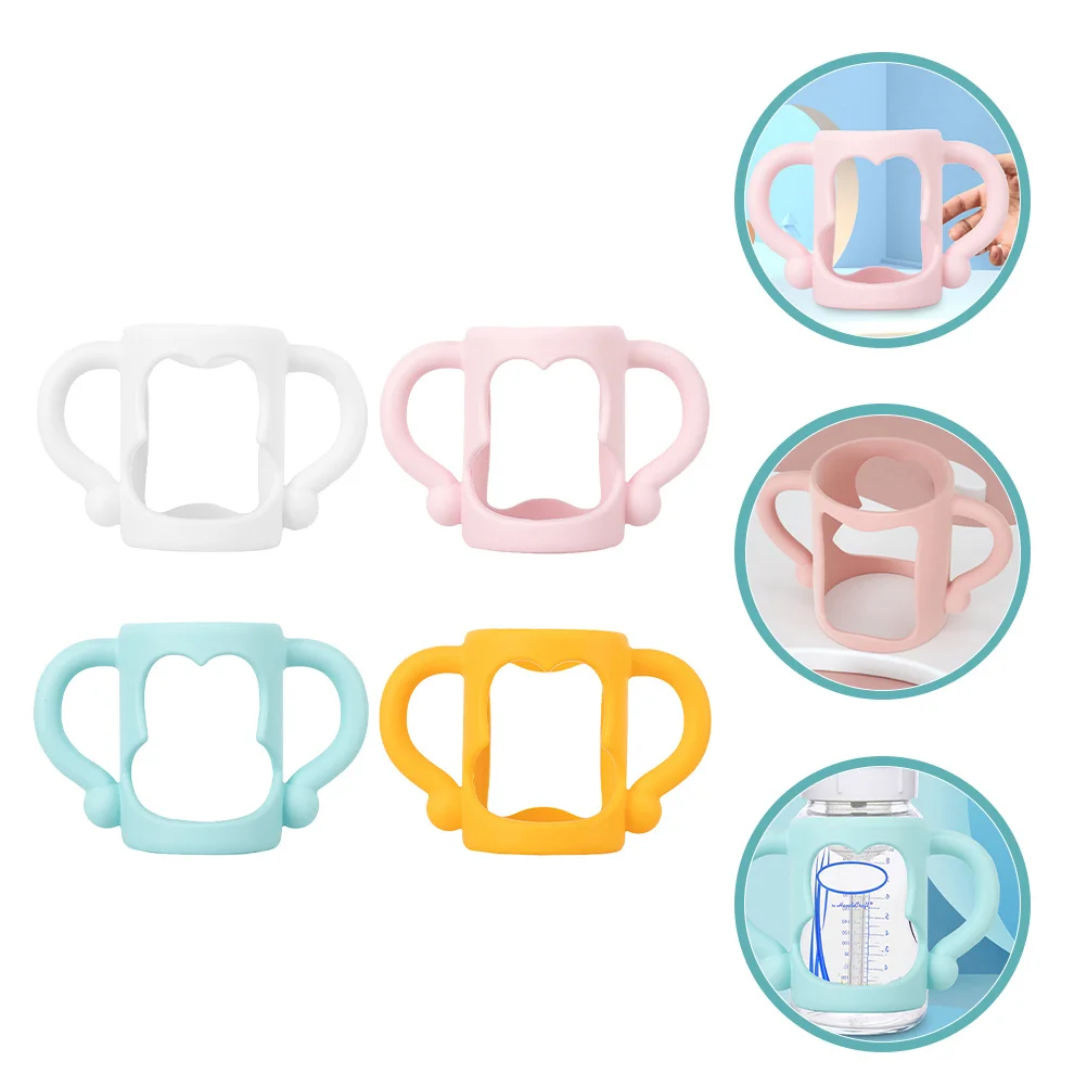 

4Pcs Baby Bottle Grips Silicone Handles Nursing Holders Kids Drink Independence Accessories Baby Bottle Grip Bottles Handle Grip